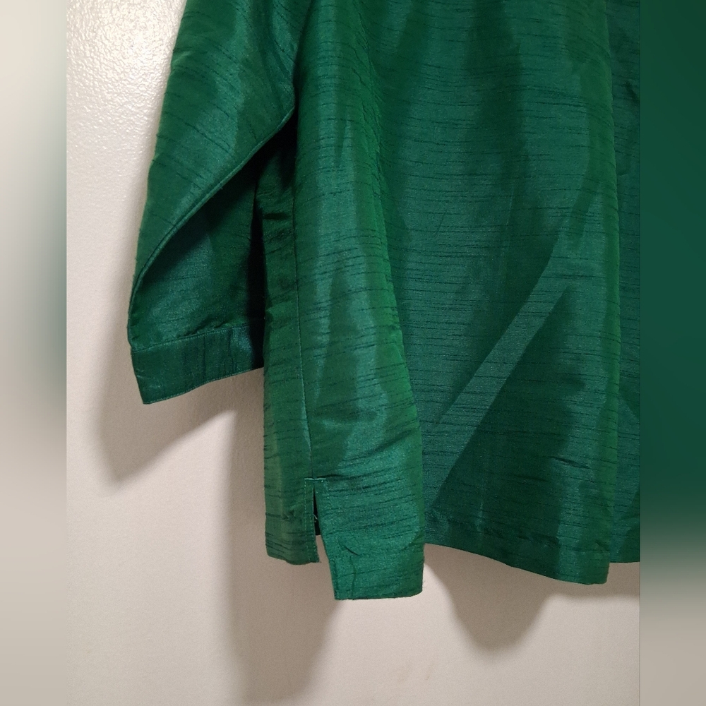 Crown & Ivy Emerald Green Ruffled Blouse-XL - Picture 4 of 10
